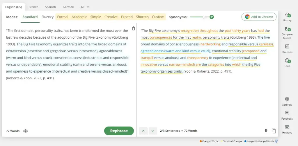 best paraphrasing tool for research