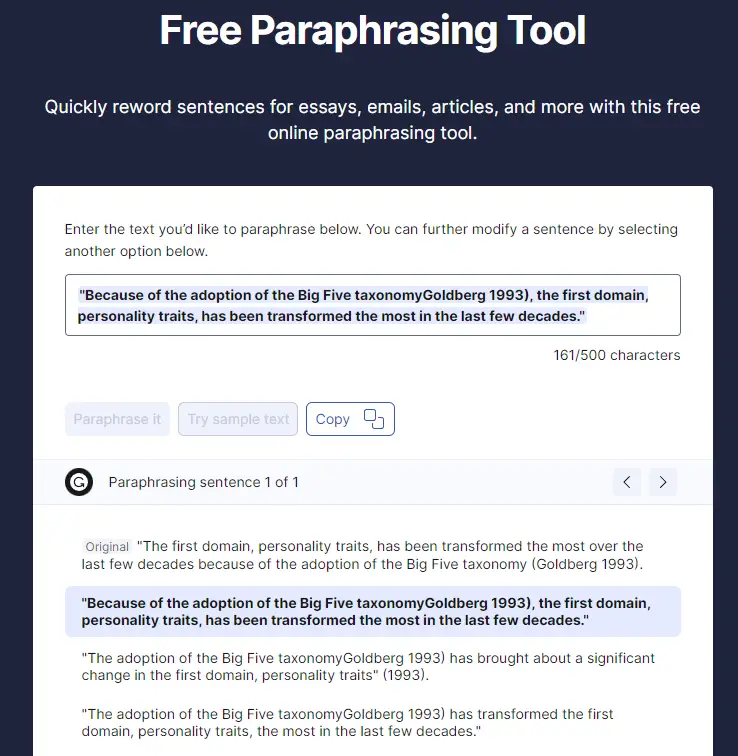paraphrasing tool academic free